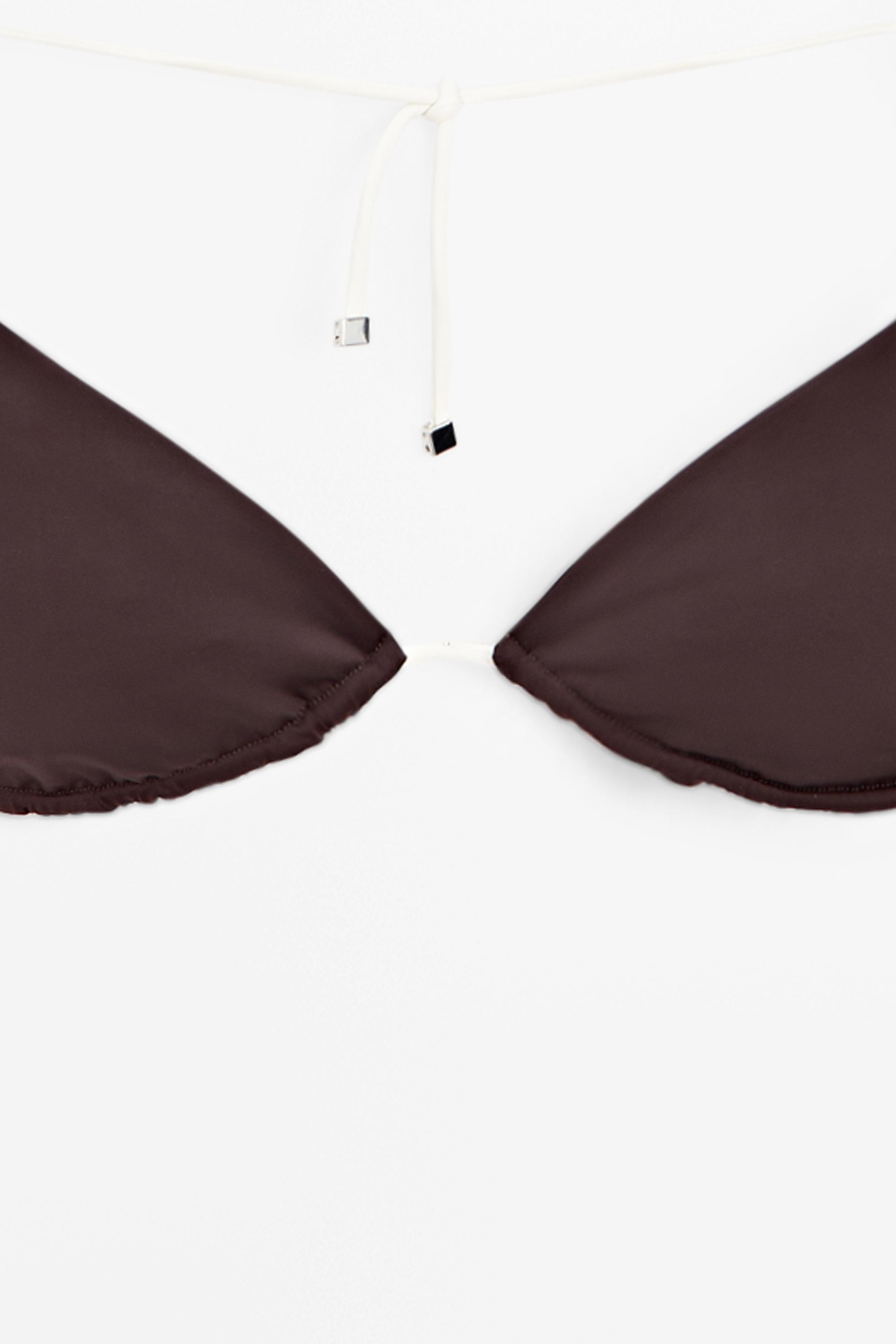 Haut de bikini triangle à lien contrastant
